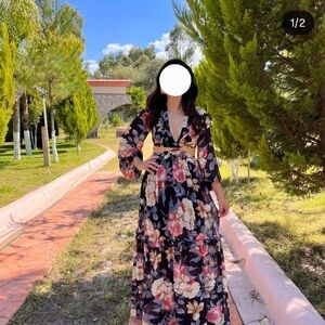 Floral Maxi Dress with V-Neck